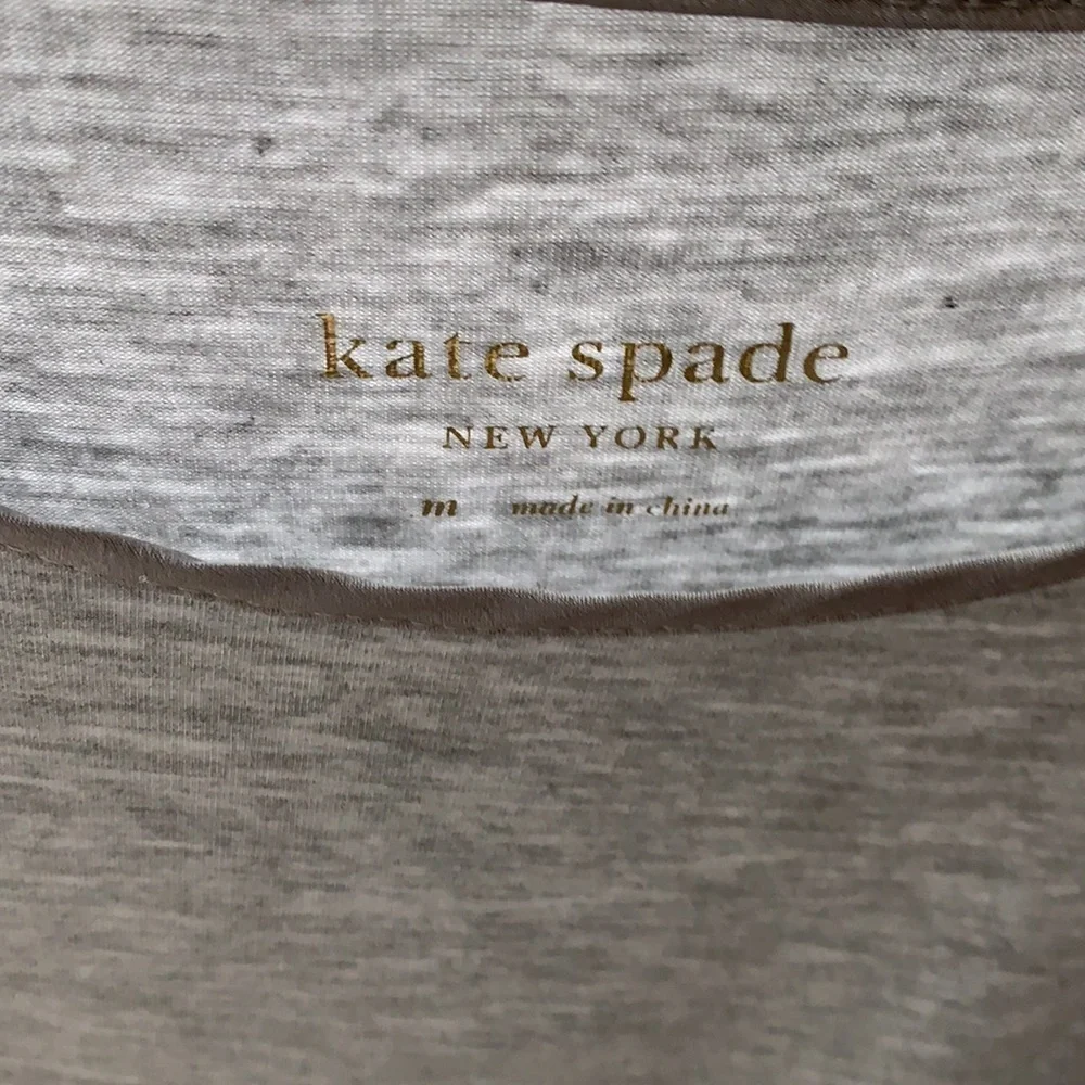 Kate Spade Lace Trim Oversized Grey Flutter Sleeve Top Size Medium